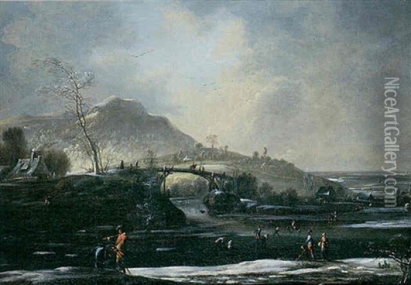 Paysage D'hiver Oil Painting - Jan Abrahamsz. Beerstraten