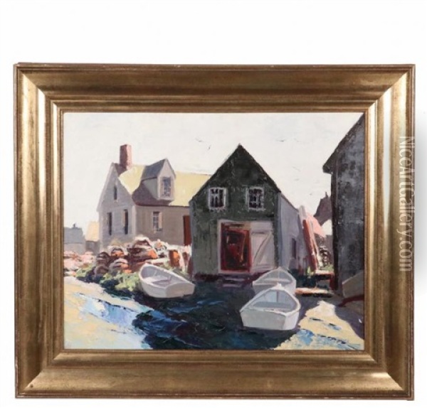 Monhegan Fish Houses Oil Painting - Abraham Jacob Bogdanove