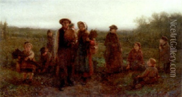 Family On A Country Road Oil Painting - George Henry Boughton