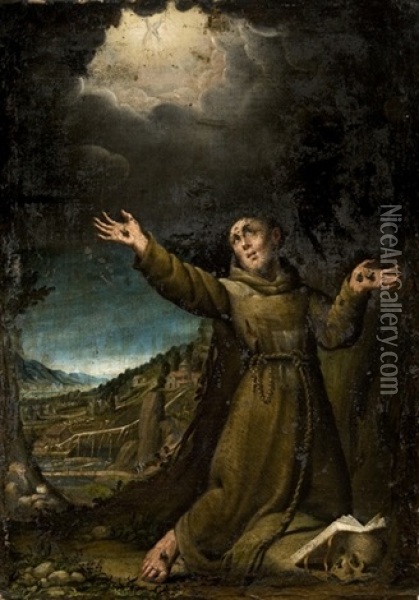 San Francesco D'assisi Riceve Le Stigmate Oil Painting - Girolamo Muziano