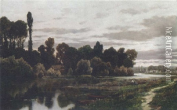 Bord De La Riviere Oil Painting - Claude Francois Auguste Mesgrigny
