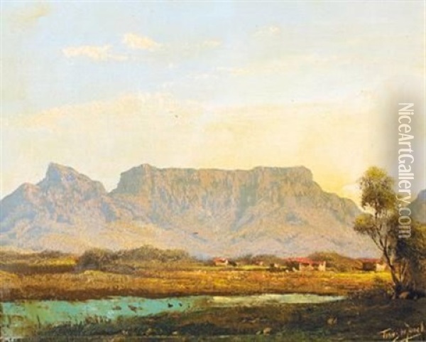 Table Mountain From Milnerton Oil Painting - Tinus de Jongh