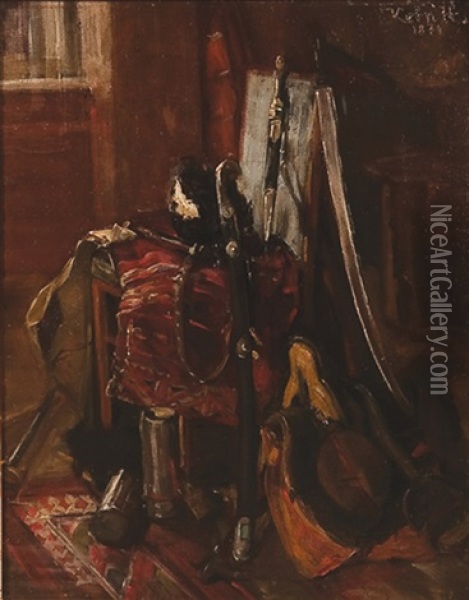 A Still Life Of Russian/cossack Military Regalia Oil Painting - Hermann Kern