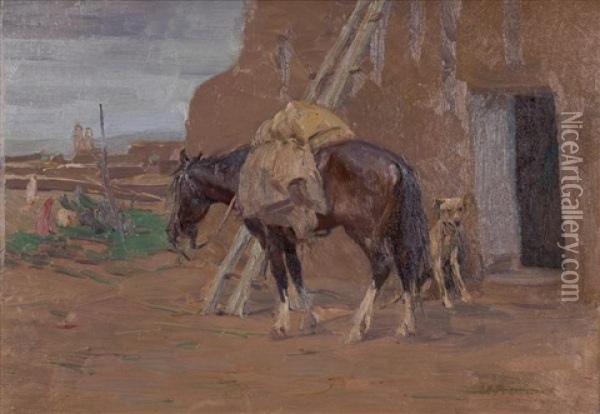 Untitled, 1916 Oil Painting - Oscar Edmund Berninghaus