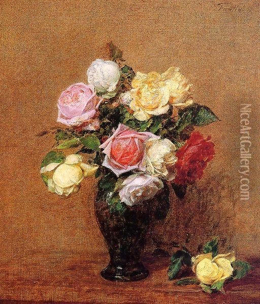 Roses VII Oil Painting - Ignace Henri Jean Fantin-Latour