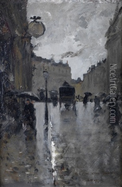 La Rue Berenger Pres Du Chateau D'eau A Paris Oil Painting - Luigi Loir