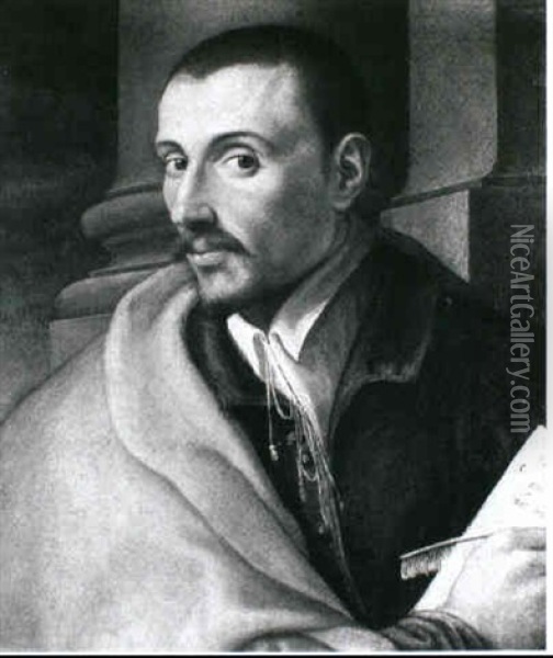 Bildnis Eines Jungen Mannes Mit Papier Und Feder Oil Painting - Girolamo Macchietti