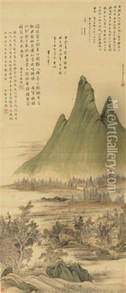 The Autumn Colors On The Qiao And Hua Mountain Following Zhao Mengfu And Dong Qichang Oil Painting -  Fang Shishu