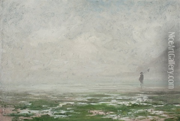 French Coastal Landscape In Fog Oil Painting - Robert Thegerstroem