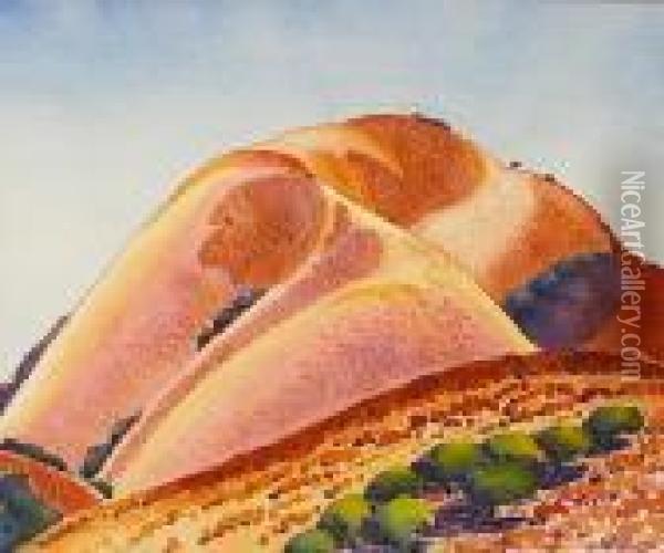 Summer Hillside, Thought To Be Salinas Valley Oil Painting - Stanley Huber Wood