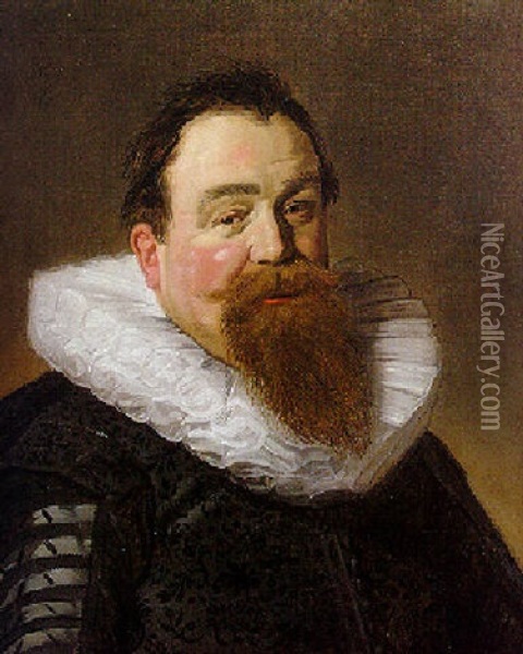 Portrait Of A Bearded Gentleman Wearing A Coat And White Ruff Oil Painting - Judith Leyster
