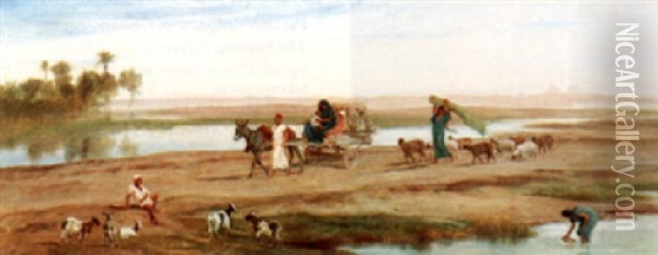 Bedouins In The Desert By The Nile Oil Painting - Frederick Goodall