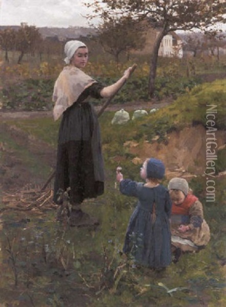 In The Garden Oil Painting - Middleton Jameson