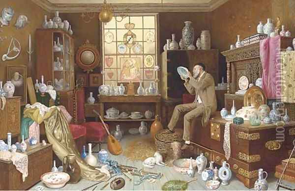 The porcelain connoisseur Oil Painting - Charles Spencelay