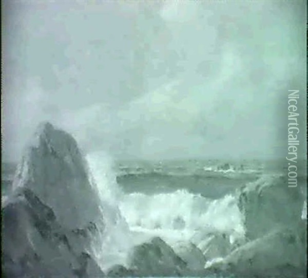 Rocky Coast Oil Painting - Frederick J. Mulhaupt