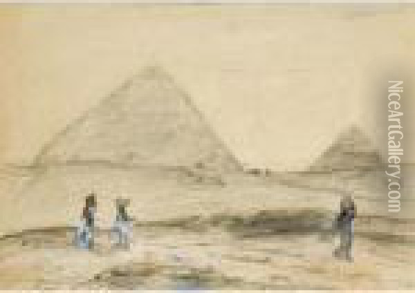 The Pyramids At Gizeh Oil Painting - Marius Bauer