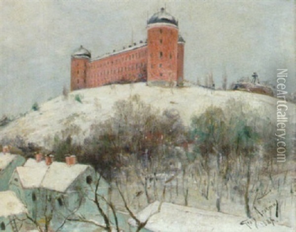 Uppsala Slott I Sno Oil Painting - Karl Georg Arsenius