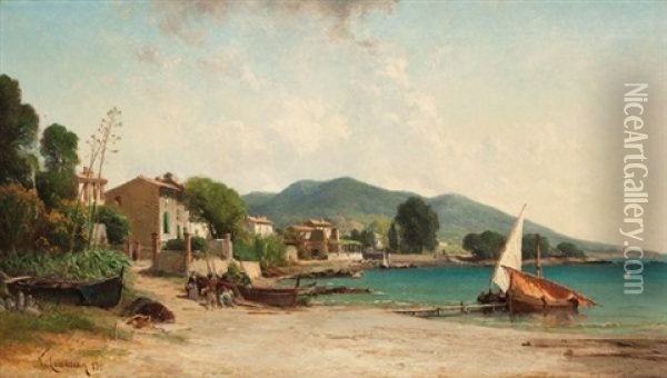 Le Port Oil Painting - Vincent Joseph Francois Courdouan