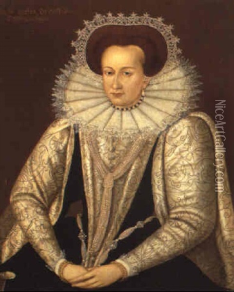 Portrait Of Elisabeth, Countess Of Nassau Catzenellenbogen Oil Painting - John Decritz the Elder