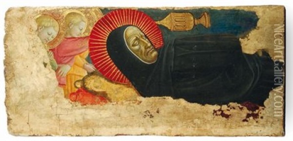 Due Angeli Con Monaco Oil Painting -  Domenico di Michelino