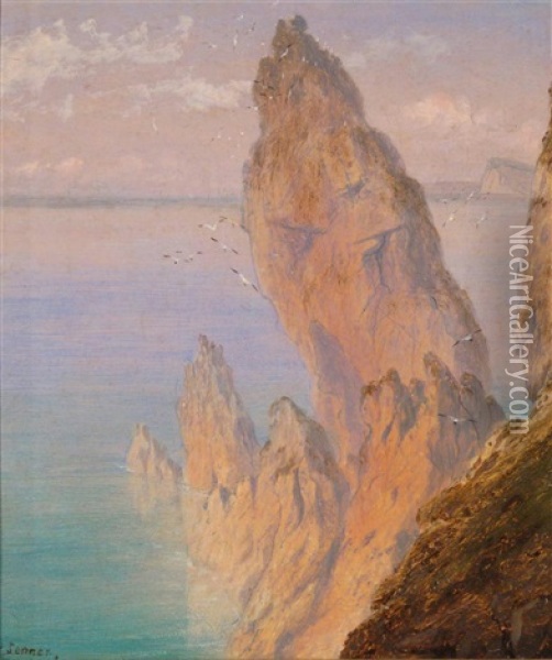 The Bumble Rock, Cornwall; Mullion Gull Rock, Cornwall (pair) Oil Painting - Isaac Walter Jenner