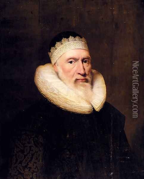 Portrait Of A Gentleman Oil Painting - Cornelius Jonson