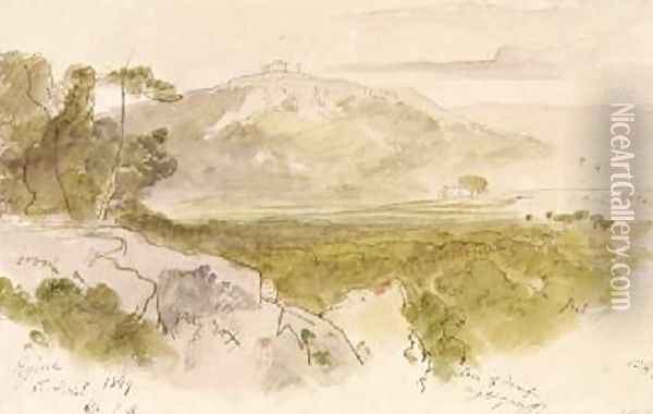 The Temple of Aphaea at Aegina Oil Painting - Edward Lear