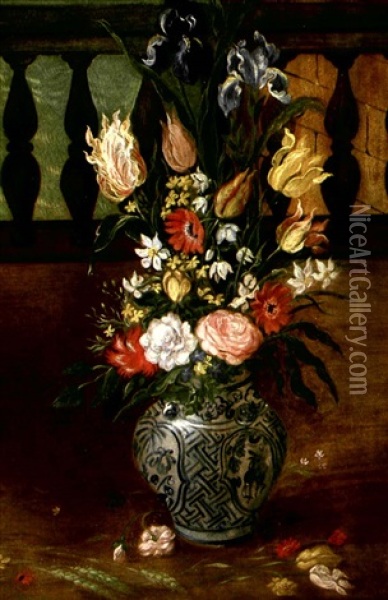 Fleurs Dans Un Vase De Chine Oil Painting - Jan van Kessel the Younger