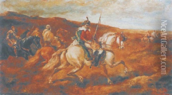 Arabische Krieger Zu Pferd Oil Painting - Adolf Schreyer