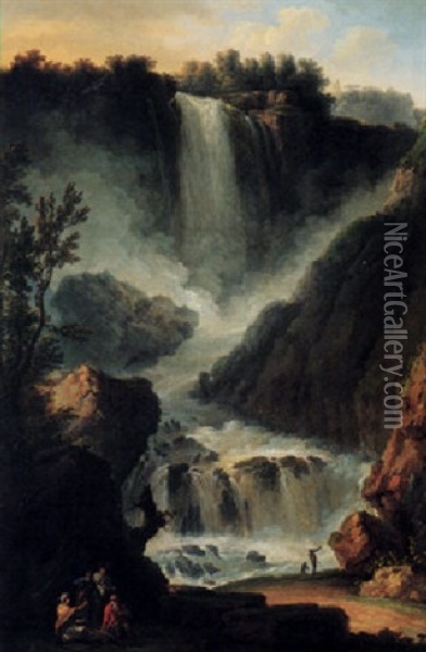 The Cascade Del Marmore Near Terni Oil Painting - Claude Louis Chatelet