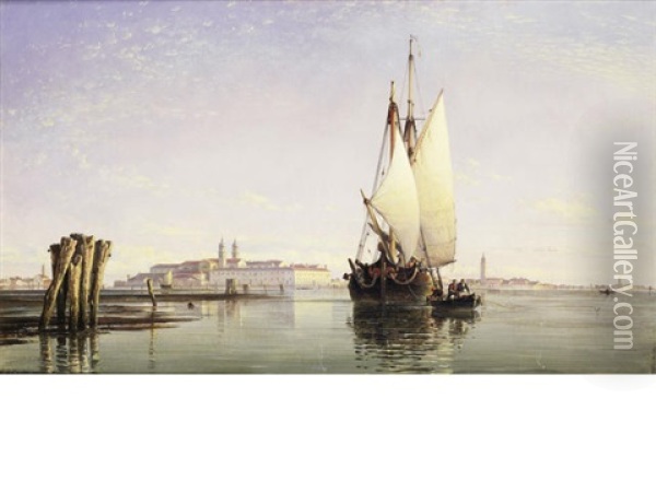 Evening On The Lagoon From Isola San Servolo, Venice Oil Painting - Edward William Cooke