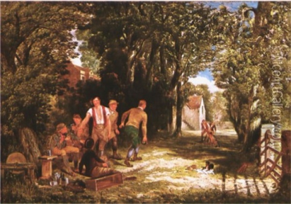 The Quoits Players Oil Painting - James Peel