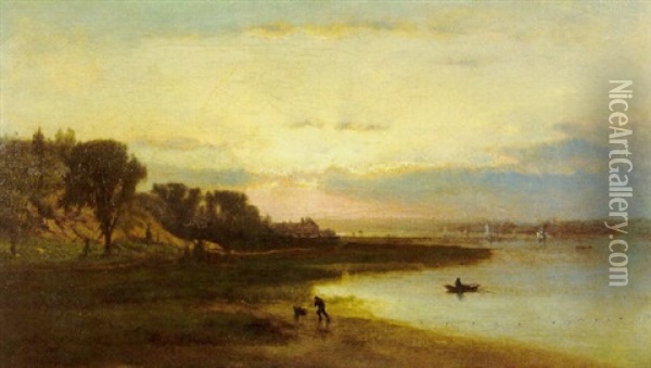 Fishing On The Hudson Oil Painting - George Inness