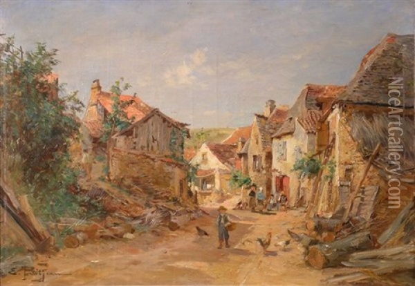 Le Village Lorrain Oil Painting - Edmond Marie Petitjean