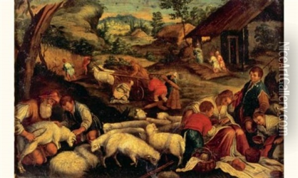La Tonte Des Moutons Oil Painting - Jacopo dal Ponte Bassano