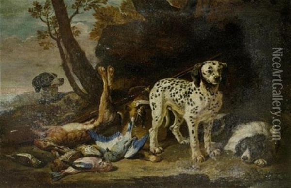 Jagdhunde Mit Beute Oil Painting - David de Coninck