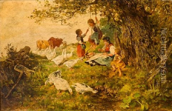 Children At Play Oil Painting - Antonis Matteo Montemezzo