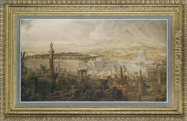 Design For Waterloo Palace, The Proposed Town Residence Of The Dukeof Wellington Oil Painting - Joseph Michael Gandy