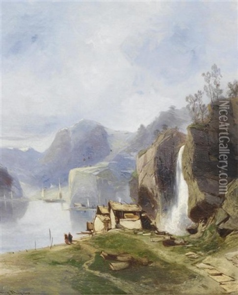 Wasserfall Oil Painting - Eugene Deshayes