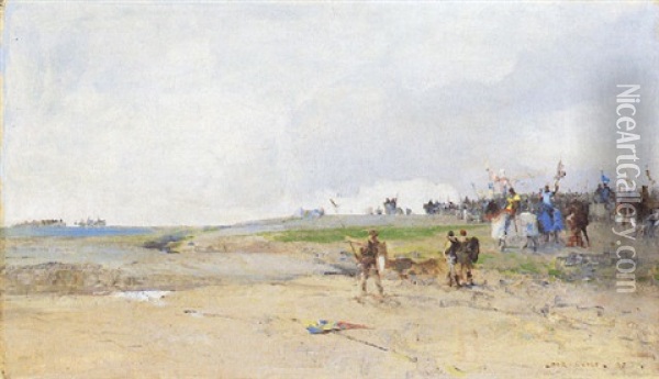Avant La Bataille Oil Painting - Luigi Loir