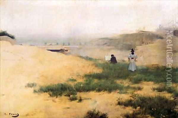 Landscape with Figures Oil Painting - Ramon Casas Y Carbo