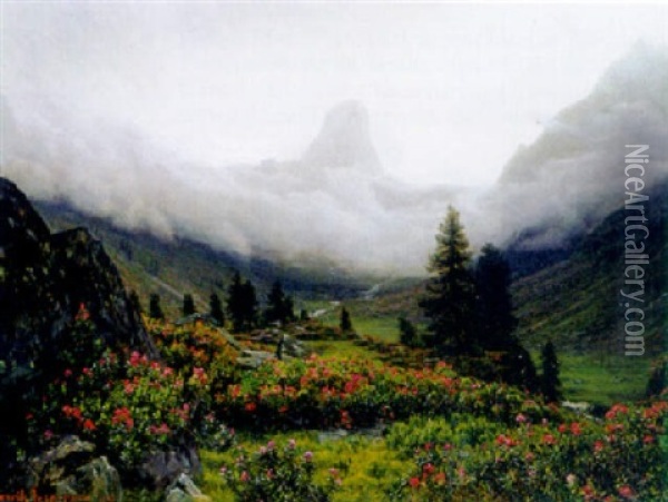 Sommerliche Gebirgslandschaft In Tirol Oil Painting - Henrik Gamst Jespersen