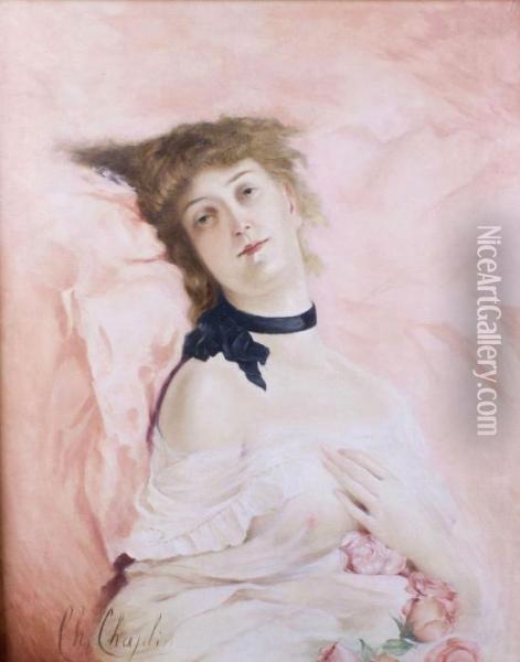 Portrait De Jeune Femme Oil Painting - Charles Josua Chaplin