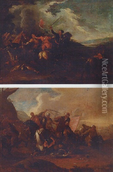 Cavalry Skirmish Between Turks And Christians Oil Painting - Jacques Courtois