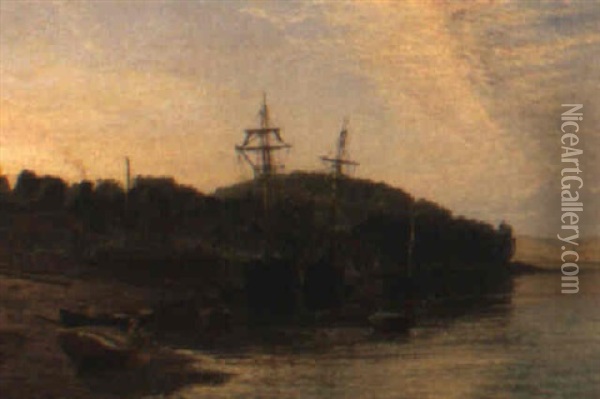 The Harbour Oil Painting - Henry Thomas Dawson