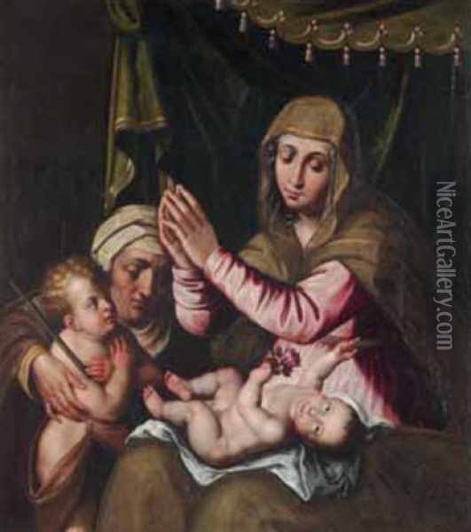 Madonna Con Il Bambino, Sant'elisabetta E San Giovannino Oil Painting - Scipione Pulzone