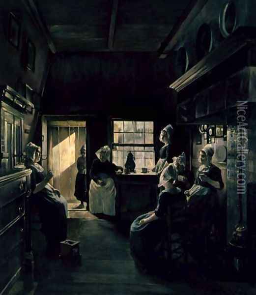 Conversation, 1888 Oil Painting - P. Weimar