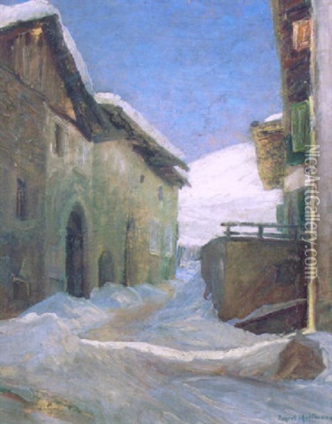 Dorf In Winter Oil Painting - Robert Hoffmann