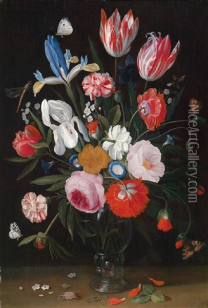 Blumen In Einer Vase Oil Painting - Jan van Kessel the Elder