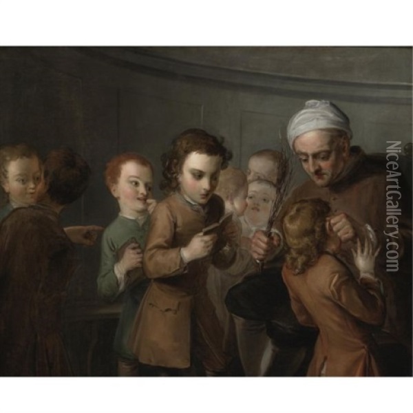 School Master And His Students Oil Painting - Philip Mercier